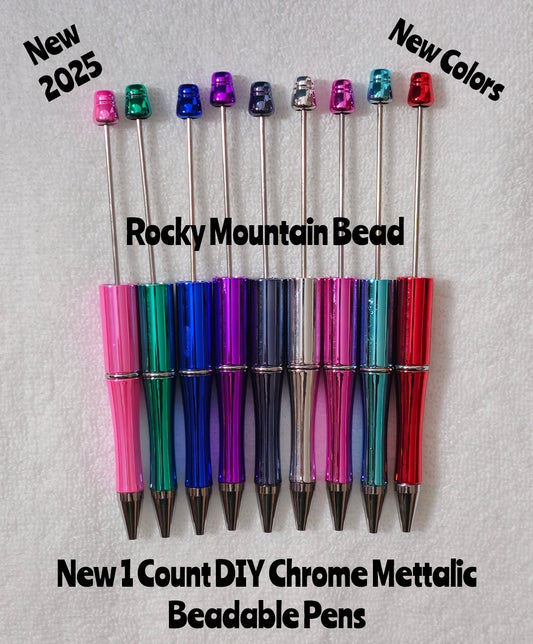 New custom colors 1 count plastic beadable pen chrome Mettalic