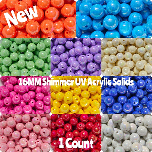 New 1 Count Acrylic OPAL Shimmer UV Solids Acrylic Beads Craft Supplies