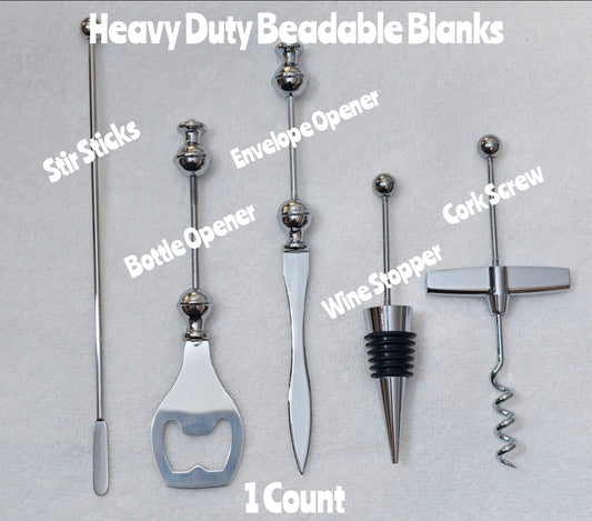 1 Count DIY Beadable Blanks Craft Supplies Stir Sticks- Envelope Opener- Bottle Opener- Wine Stoppers- Cork Screws Beadables