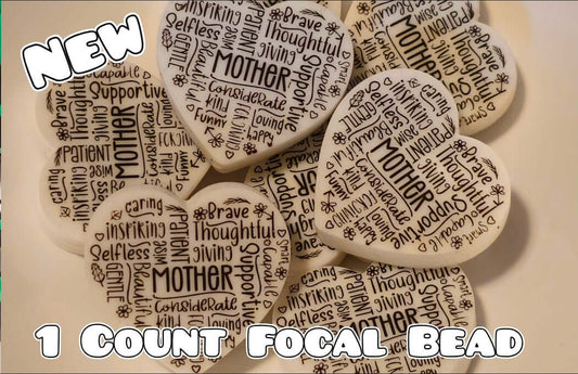 1 Count Focal Bead Printed Silicone Mom