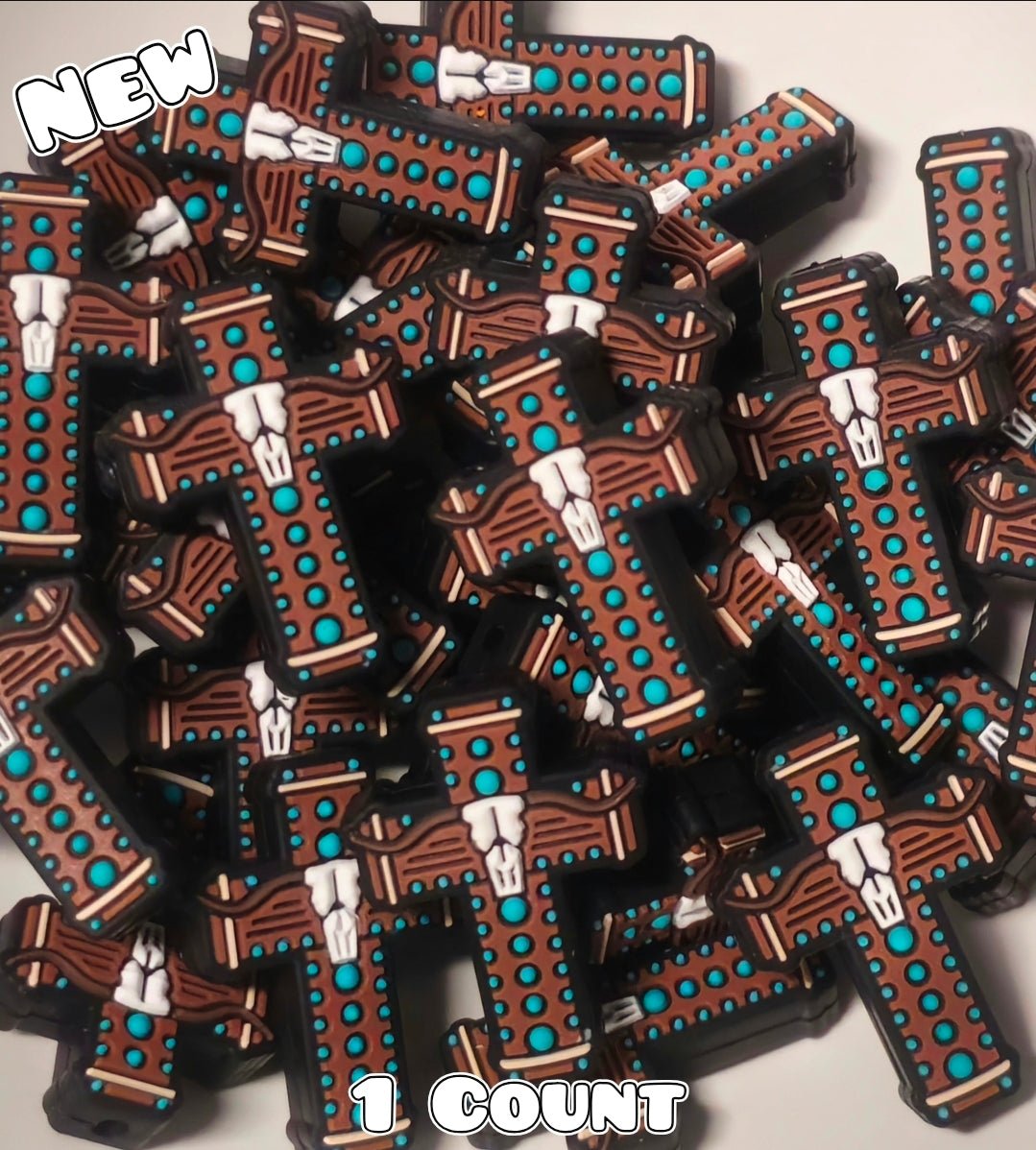 New 1 Count Focal Bead Country Cross