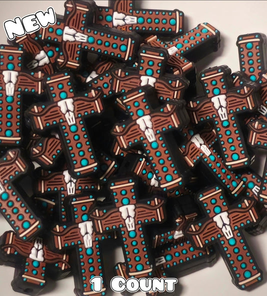 New 1 Count Focal Bead Country Cross