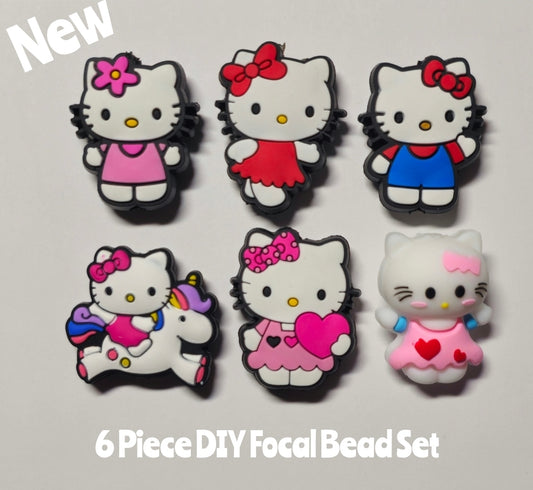 New 6 piece HK cat focal bead set you receive 1 of each