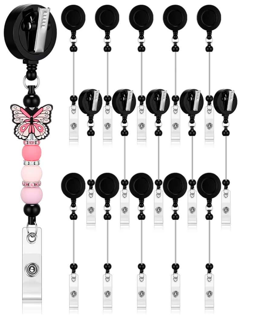 HEAVY DUTY 1 Count Beadable Badge Reels With Keychain Bar Alligator Clip