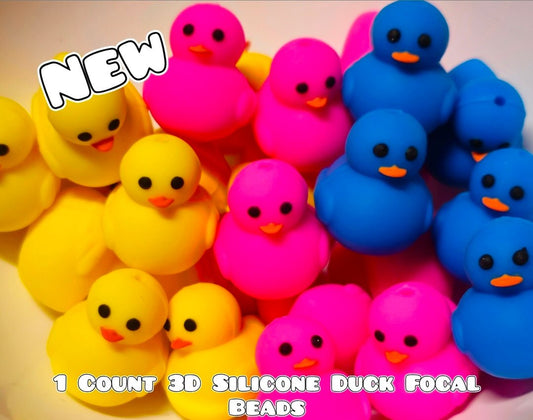 New 1 Count 3D Ducks Focal Bead Silicone