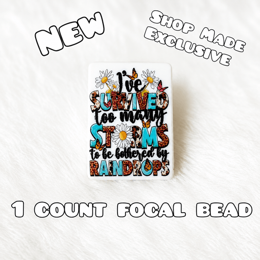 DIY Silicone Printed Focal Beads - 1 Count Bead Charms Craft Supplies Inspirational Survived Storms