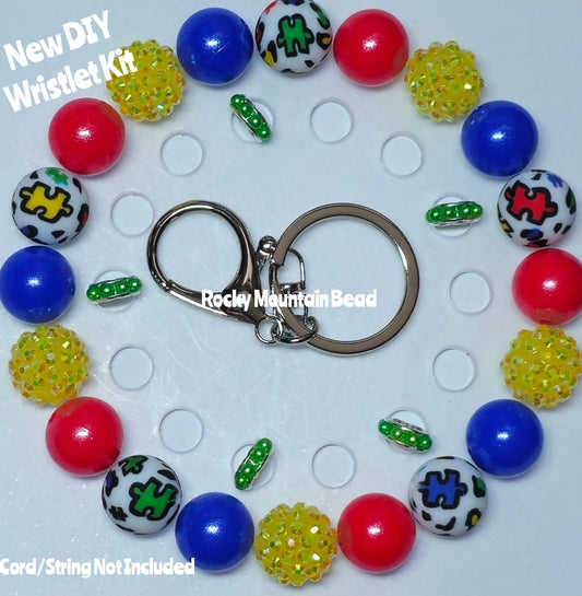 New 1 Count DIY Deluxe Beadable Wristlet Kit- Autism Beads- Beadable Accessories