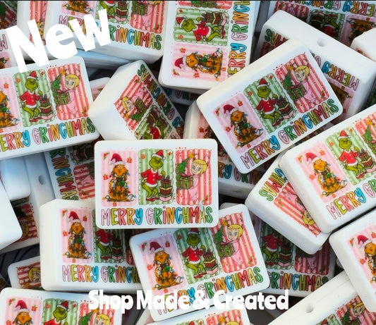 New Shop Made 1 Count Printed Silicone Focal Bead