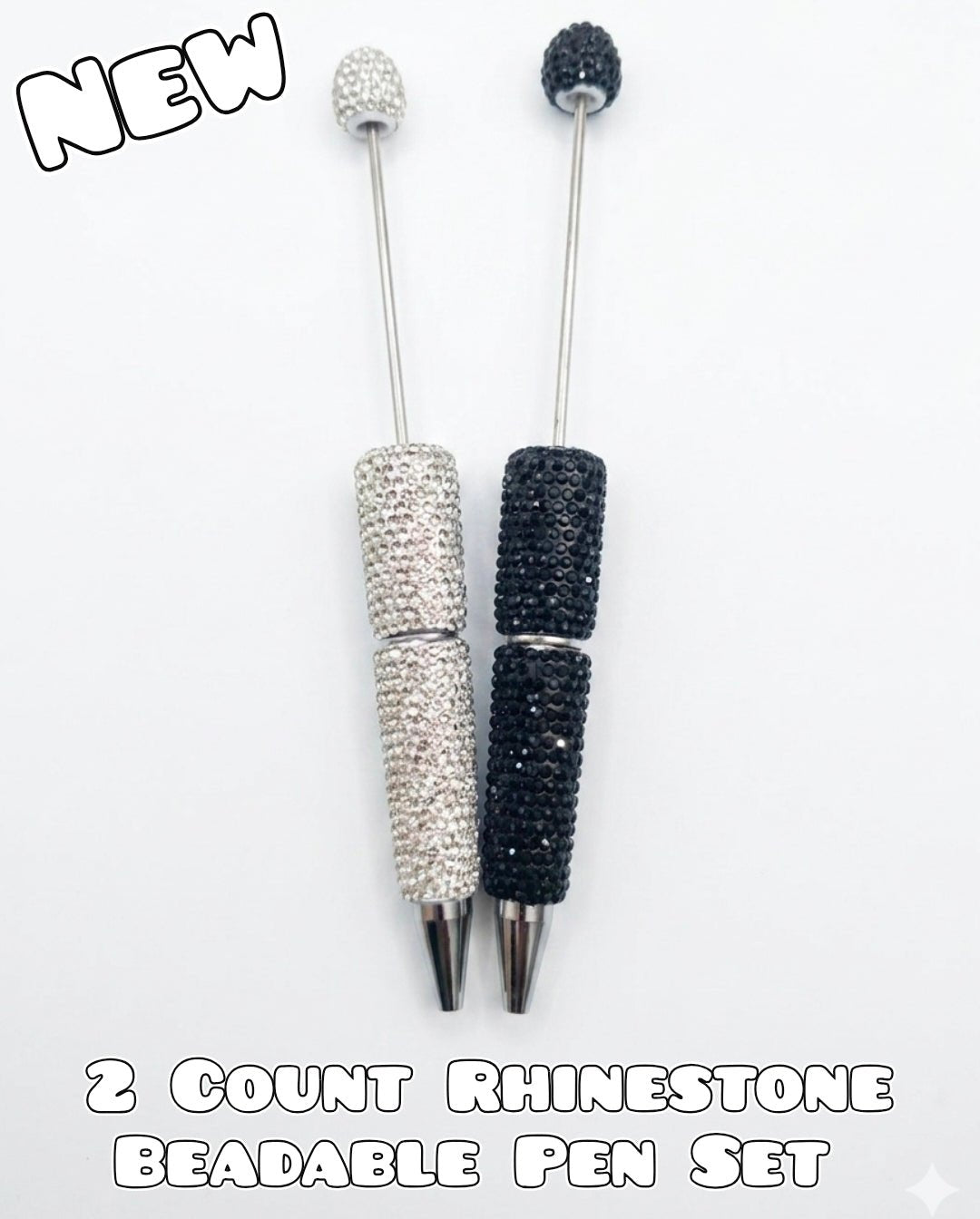 2 Count Handmade Rhinestone Beadable Pen Blank Set