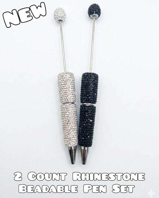 2 Count Handmade Rhinestone Beadable Pen Blank Set