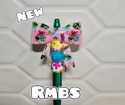 1 Count Character Powder Puff Girls Large Silicone Bow Bead GLOSSY SHINY FINISH- Exclusive New Release