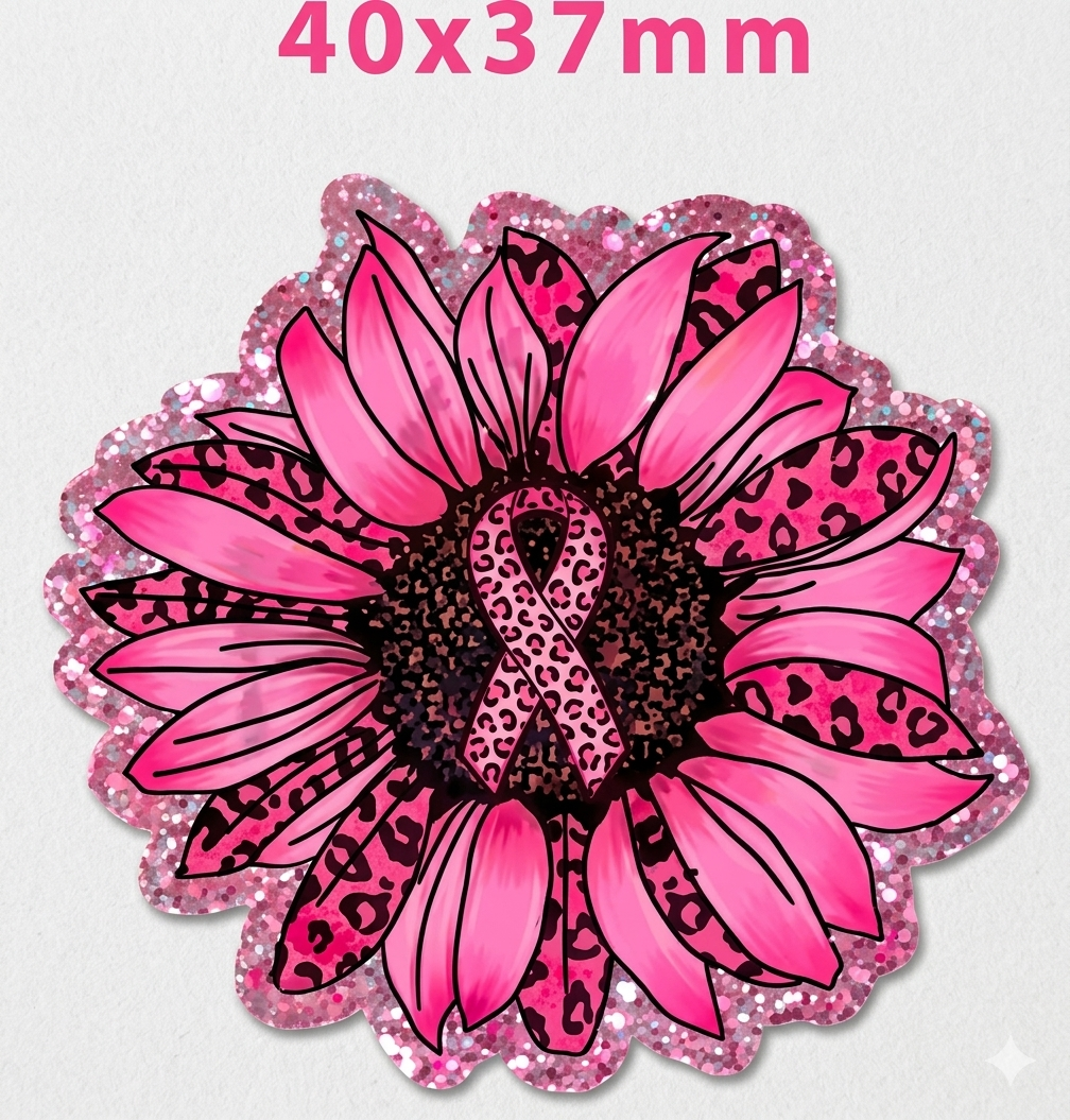 Glitter Acrylic Flatback- Acrylic Planer Resin Charm Cancer Awareness