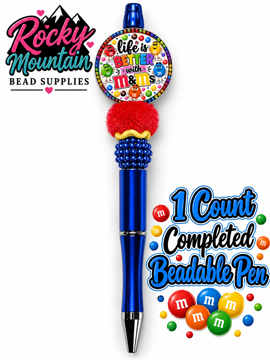 New 1 Count Completed Beadable Pen Exclusive Design  Wholesale