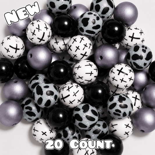 New 15mm Black Cross SILICONE Bead Mix 20 count. DIY Bead Craft Supplies