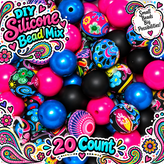 New Bold Bright Paisley Bead Mix DIY Beads 20 Count. Craft Supplies