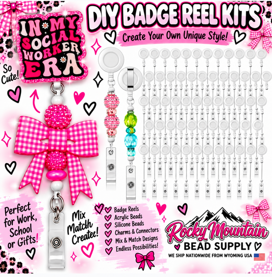 1 Count Beadable Badge Reels Black or White