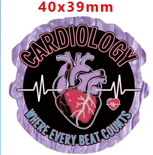 Glitter Acrylic Flatback- Acrylic Planer Resin Charm- Medical Cardiaoligy