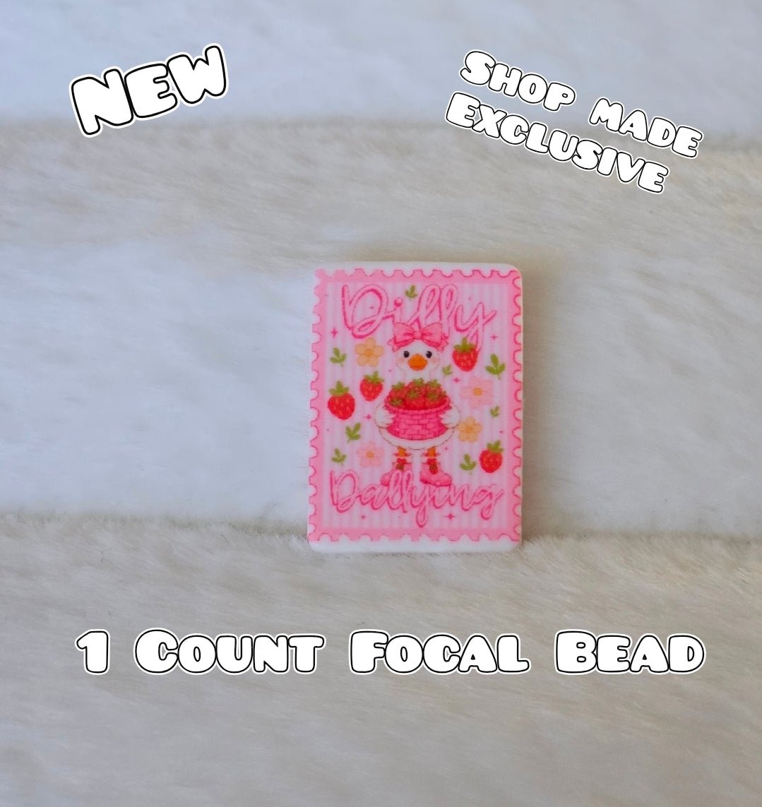 New 1 Count Focal Bead Goose Strawberry Dilly Dallying. Pen is example bead only