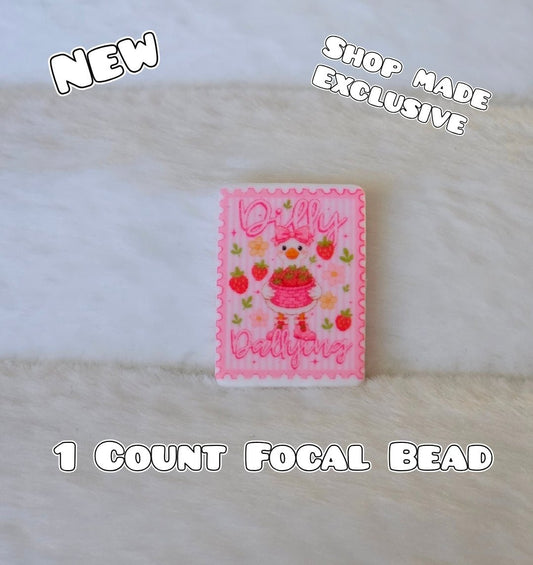 New 1 Count Focal Bead Goose Strawberry Dilly Dallying. Pen is example bead only