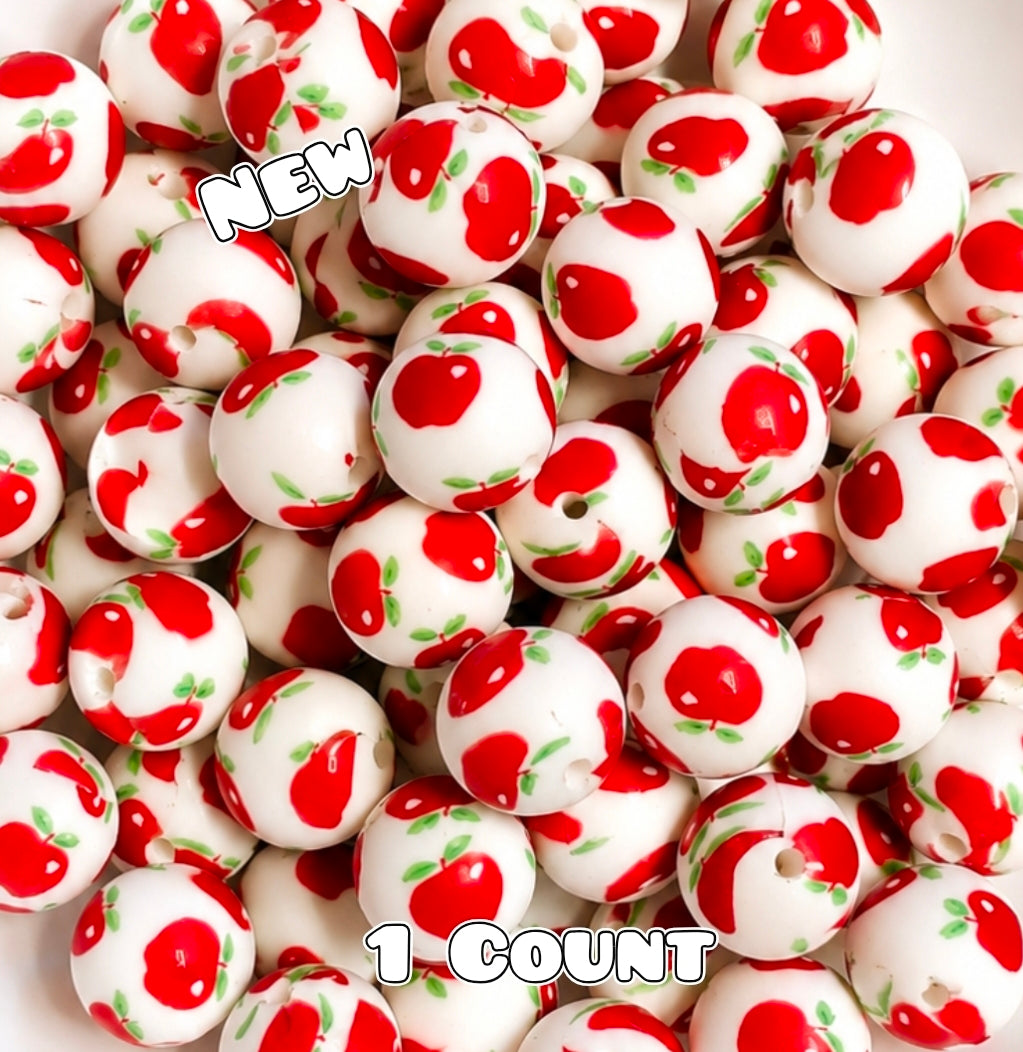 New 1 Count DIY Silicone Beads 15mm printed Shop Apples