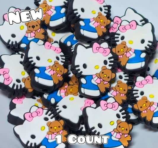 New 1 Count Hello Kitty Teddy Bear Focal Bead