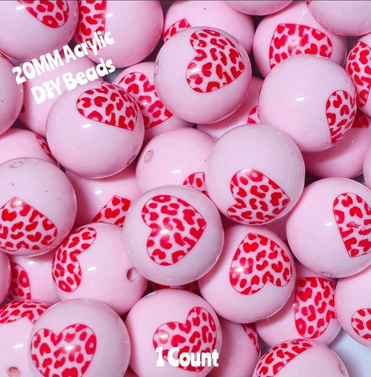 1 Count 20MM DIY Acrylic leopard hearts Craft Supplies