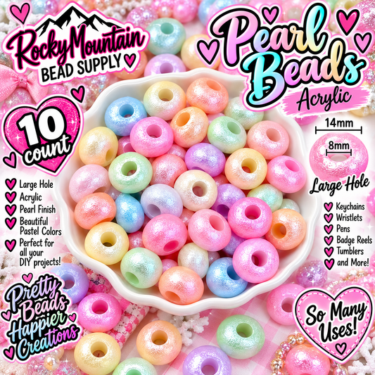 10 Count Acrylic Large  Hole Spacer Beads