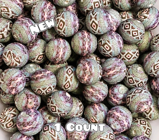 New 1 Count DIY Silicone Beads 15mm printed Shop Made Aztec Serpe