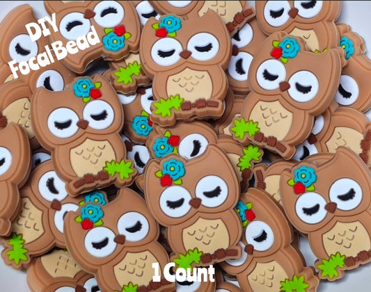 DIY Focal Bead 1 Count Craft Supplies Brown Owl