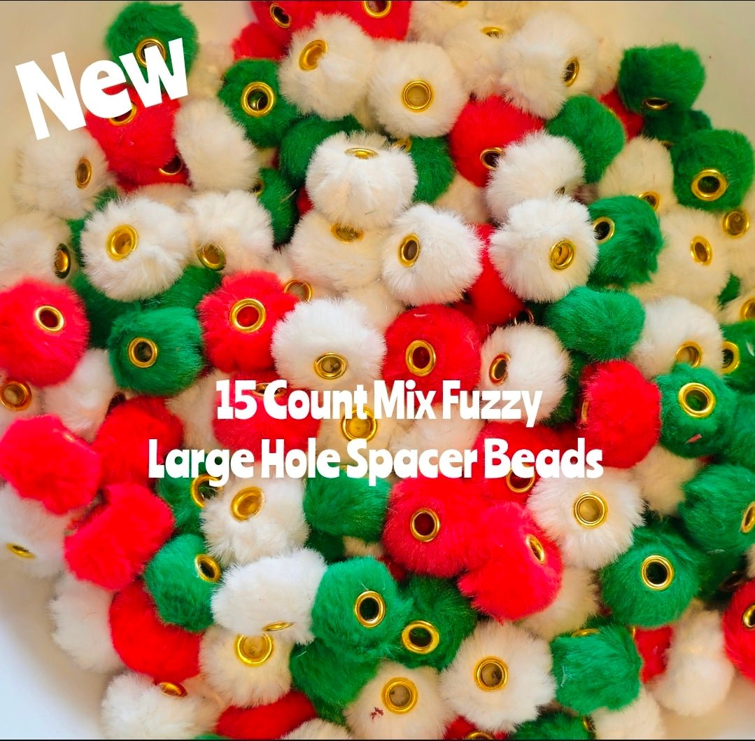 New Christmas Large Hole Fuzzy Spacer mix 15 count pack you get 5 of each color