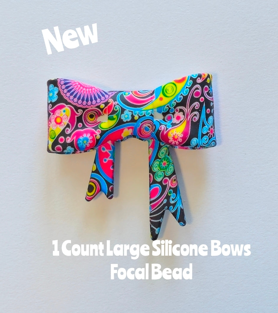 New 1 Count Large Bows Focal Bead