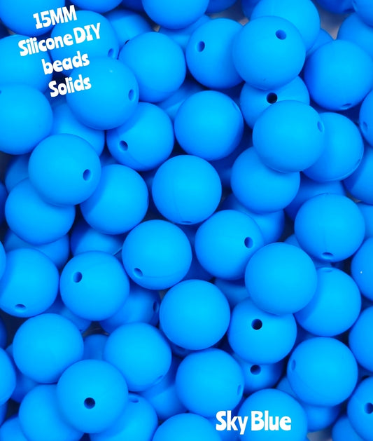 15mm DIY Silicone Solids 1 Count Sky Blue