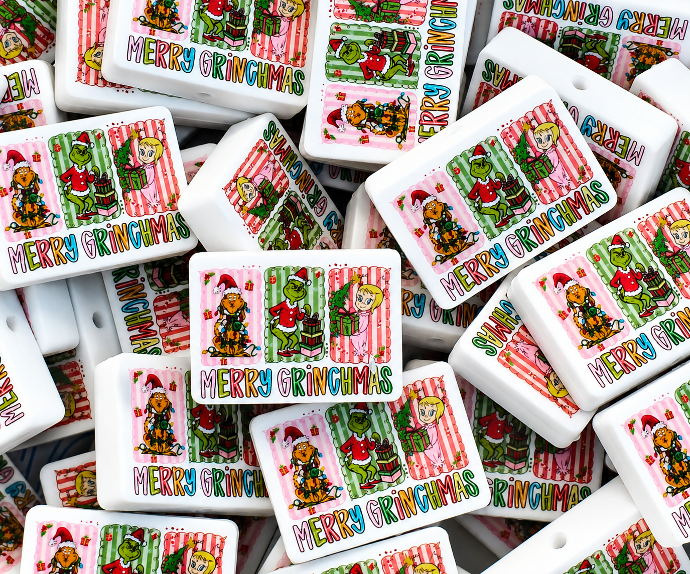 New Shop Made 1 Count Printed Silicone Focal Bead Grinch