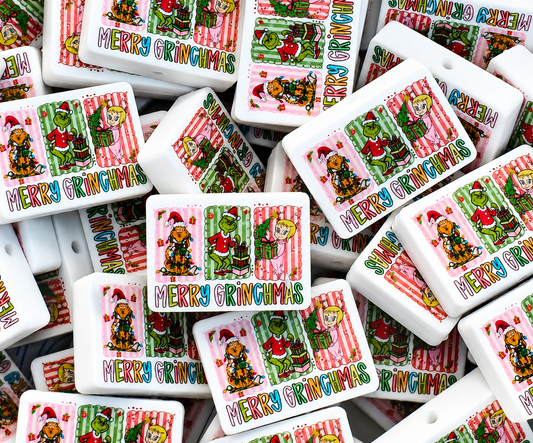 New Shop Made 1 Count Printed Silicone Focal Bead Grinch