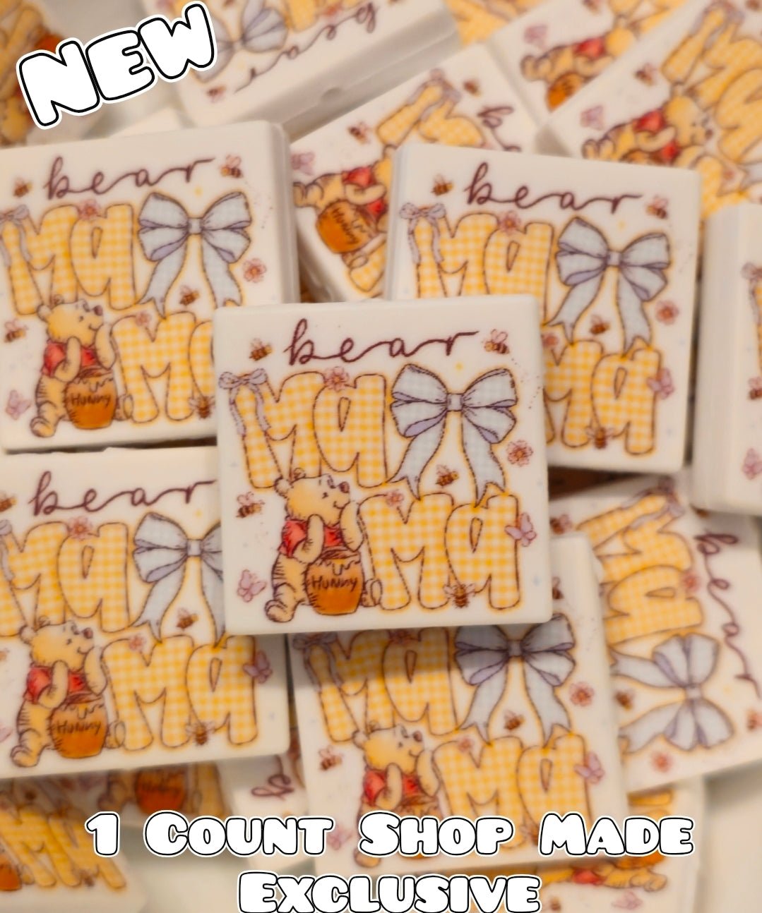 New 1 Count Focal Bead Mama Bear Pooh.  Pen is example bead only