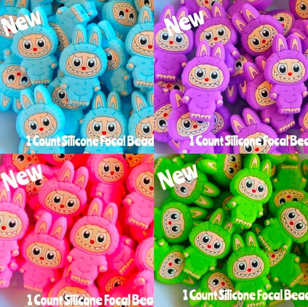 New 1 Count Focal Bead Labubu Silicone Beads