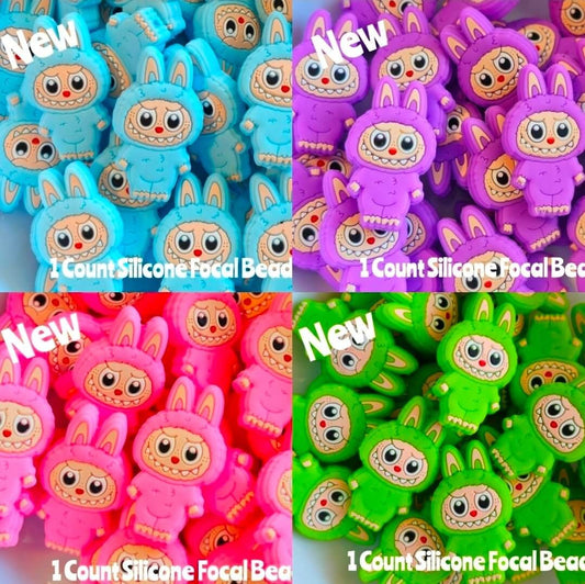New 1 Count Focal Bead Labubu Silicone Beads