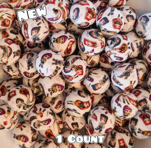 New 1 Count DIY Silicone Beads 15mm printed K Pop DEMON HUNTERS