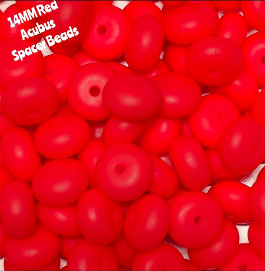 1 Count DIY 14 MM RED Silicone SOLID Acubus Spacer Beads Craft Supplies