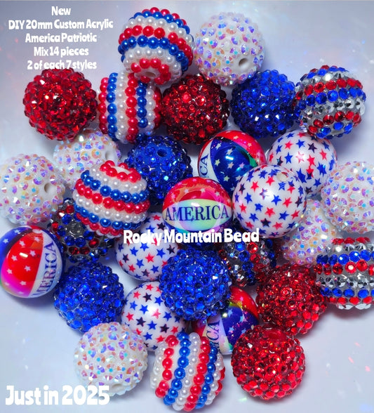 14 count custom American patriotic acrylics 20mm shop made New 2025