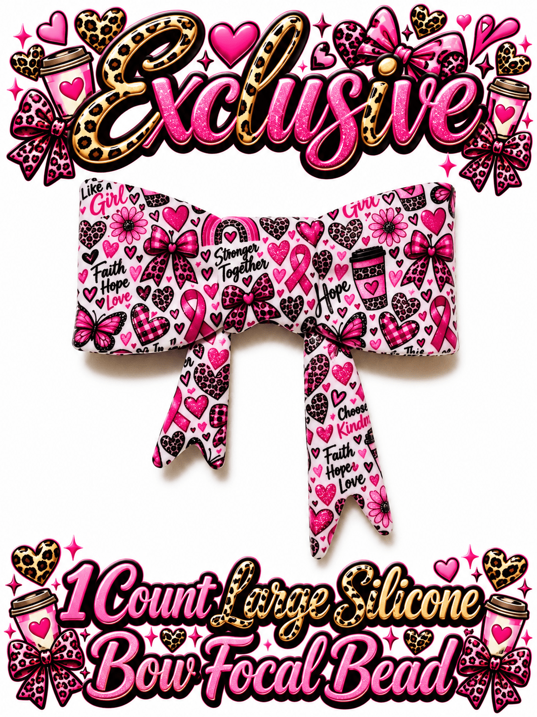 New Shop Exclusive 1 Count Large Silicone Bow Cancer