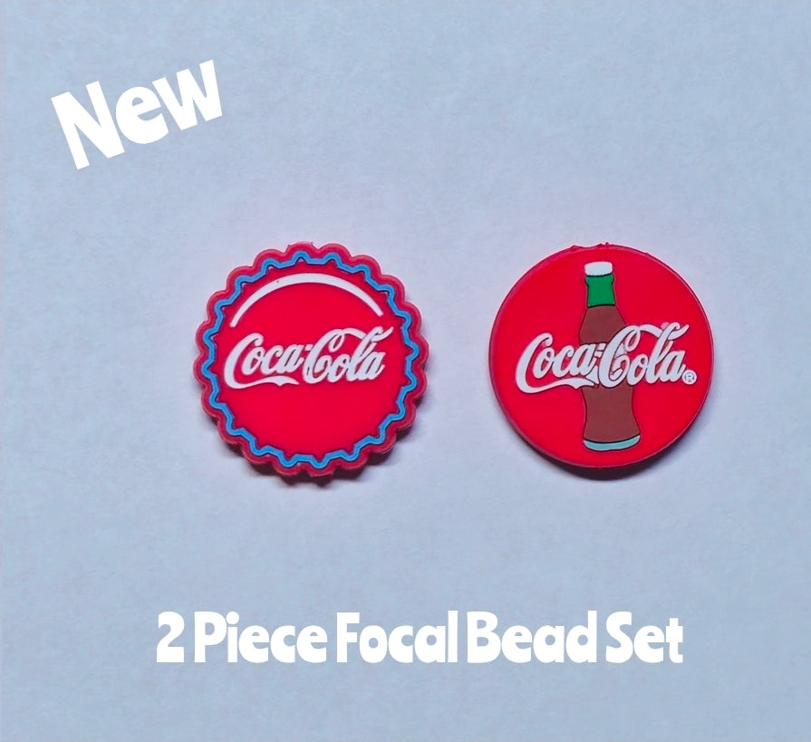 New 2 Count Coke Focal Bead Set