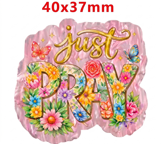 Glitter Acrylic Flatback- Acrylic Planer Resin Charm Just Pray