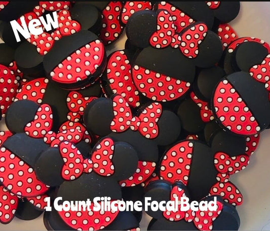 New 1 Count Mouse Ears Polka Dots Focal Bead