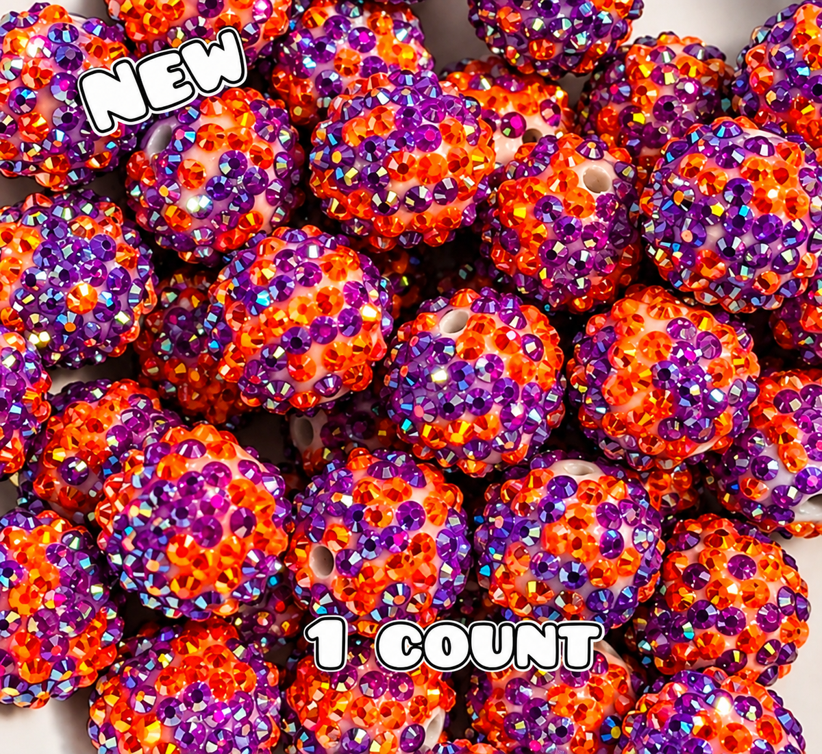 New 1 Count 20mm Halloween Multi Colored Rhinestone Acrylic Beads