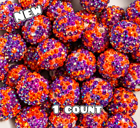 New 1 Count 20mm Halloween Multi Colored Rhinestone Acrylic Beads
