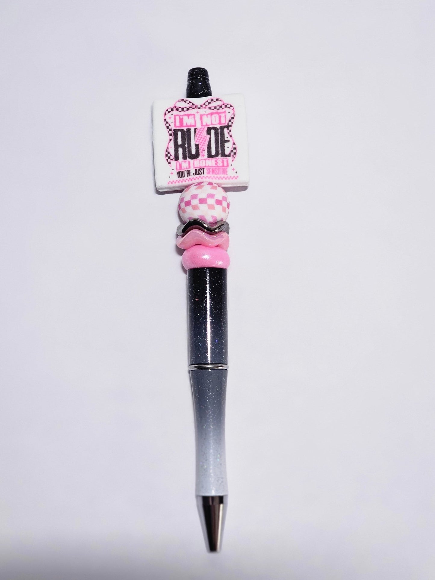 New 1 Count Focal Bead Im not rude you're just sensitive.  Pen is example bead only