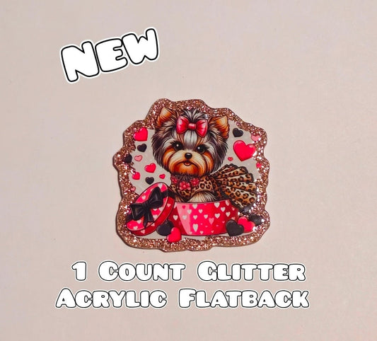 Glitter Acrylic Flatback- Acrylic Planer Resin Charm- Dog