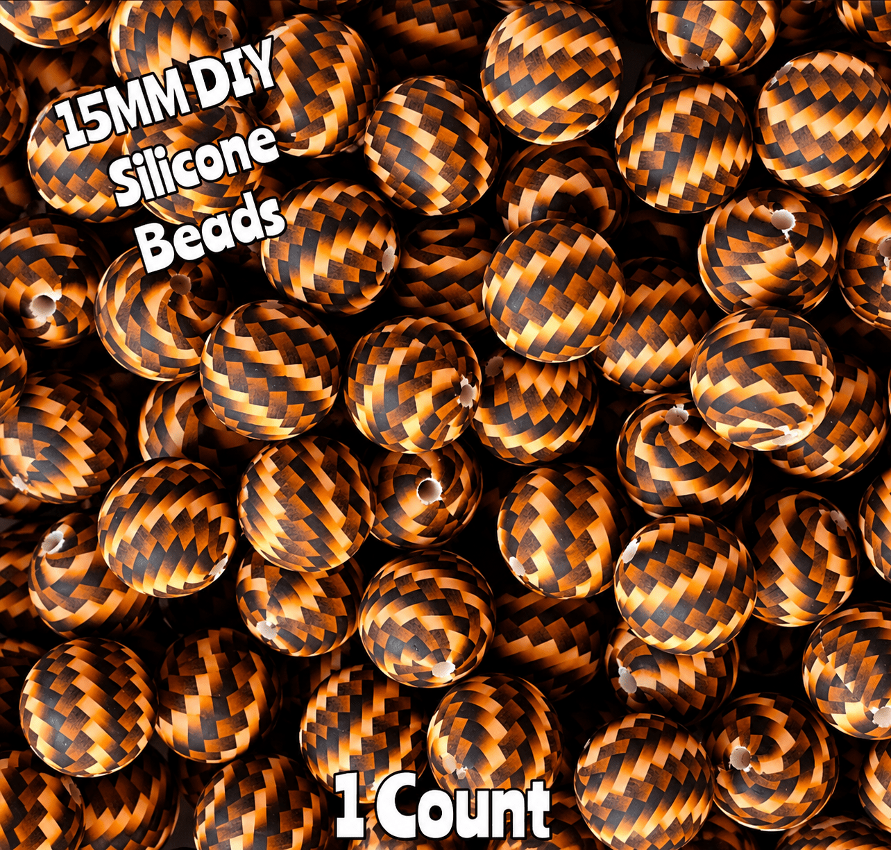 New 1 Count DIY Silicone Beads 15mm printed Basket Weeve