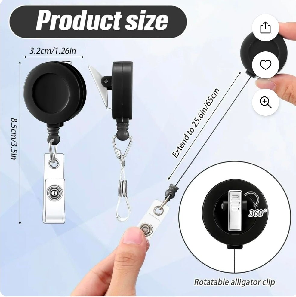 New 1 Count 360 Alligator Clip Badge Reel
